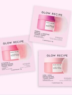 SALE! 🆕 GLOW RECIPE Korean Toner Pad Collection Trial Set - 3 Sachets NIB